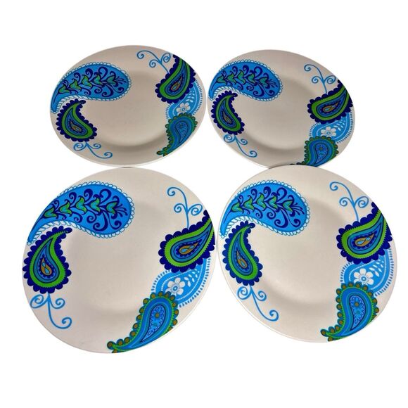 Retired Royal Norfolk Blue Paisley Set of 4 Salad Plates 8" - Picture 1 of 4